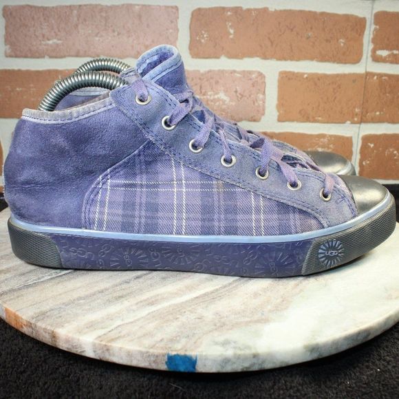 UGG Shoes - Ugg Shoes Womens Size 7.5 Sherpa Lined Athletic Plaid Sneakers Purple.